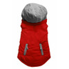 Plain Reversible Pet Dog Coat Red back with gray hood