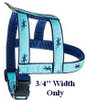 Light Blue Scallop Shells 3/4 & 1.25 inch Dog Collar, Harness