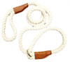 Natural Cotton and Leather Rope Pet Dog Leashes - White