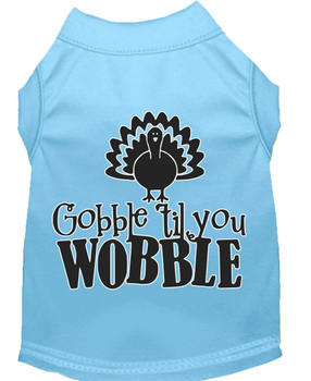 Gobble Til You Wobble Screen Print Dog Shirt Baby Blue