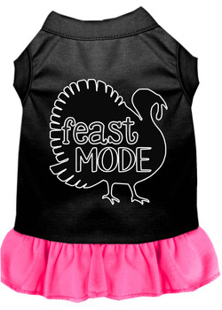 Feast Mode Screen Print Dog Dress Black With Bright Pink