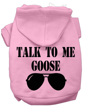 Talk To Me Goose Screen Print Dog Hoodie - Light Pink