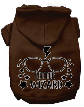 Little Wizard Screen Print Dog Hoodie - Brown