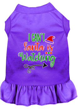 I Can't, Santa Is Watching Screen Print Dog Dress - Purple