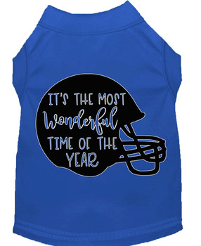 Most Wonderful Time Of The Year (football) Screen Print Dog Shirt - Blue