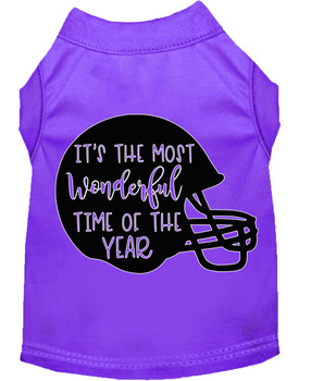 Most Wonderful Time Of The Year (football) Screen Print Dog Shirt - Purple