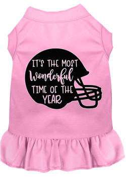 Most Wonderful Time Of The Year (football) Screen Print Dog Dress - Light Pink