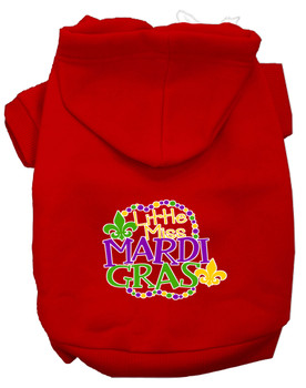 Miss Mardi Gras Screen Print Dog Hoodie - Red