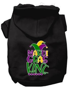 Mardi Gras King Screen Print Dog Hoodie - Black