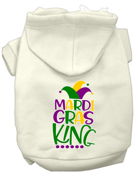 Mardi Gras King Screen Print Dog Hoodie - Cream