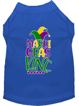 Mardi Gras King Screen Print Dog Shirt - Blue