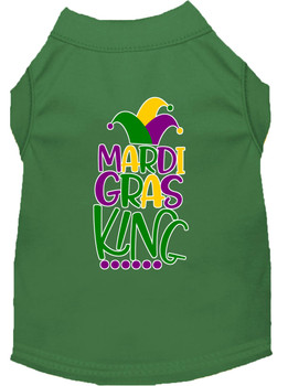Mardi Gras King Screen Print Dog Shirt - Green