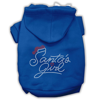 Santa's Girl Rhinestone Dog Hoodie - Blue