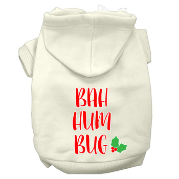 Bah Humbug Screen Print Dog Hoodie - Cream