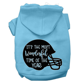 Most Wonderful Time Of The Year (football) Screen Print Dog Hoodie - Baby Blue