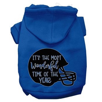 Most Wonderful Time Of The Year (football) Screen Print Dog Hoodie - Blue