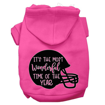 Most Wonderful Time Of The Year (football) Screen Print Dog Hoodie - Bright Pink