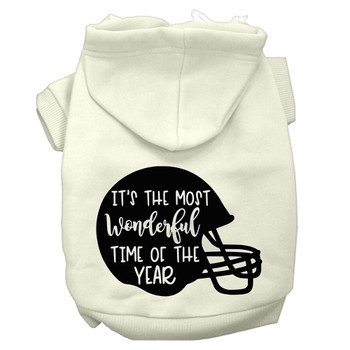 Most Wonderful Time Of The Year (football) Screen Print Dog Hoodie - Cream