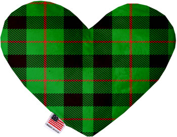 Green Plaid Canvas Heart Dog Toy