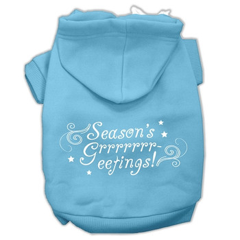 Seasons Greetings Screen Print Pet Hoodies - Baby Blue