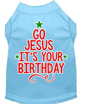 Go Jesus Screen Print Dog Shirt - Baby Blue