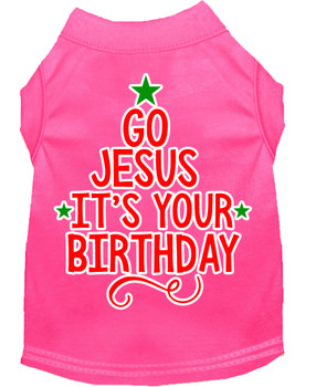 Go Jesus Screen Print Dog Shirt - Bright Pink