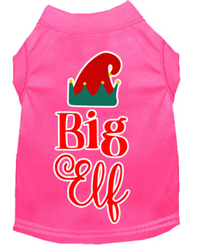 Big Elf Screen Print Dog Shirt - Bright Pink