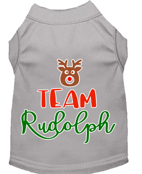 Team Rudolph Screen Print Dog Shirt - Grey