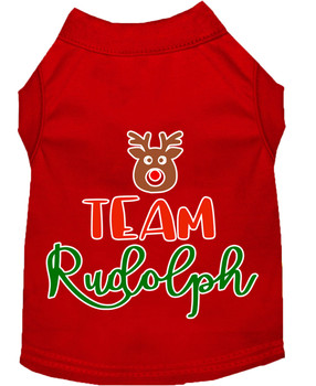Team Rudolph Screen Print Dog Shirt - Red