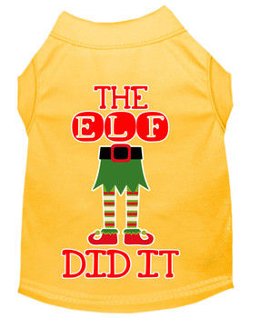 The Elf Did It Screen Print Dog Shirt - Yellow