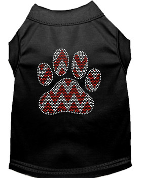 Candy Cane Chevron Paw Rhinestone Dog Shirt - Black