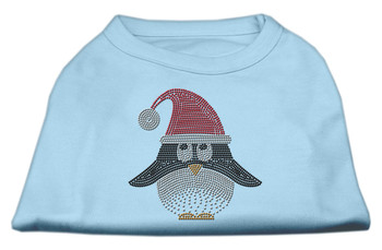 Santa Penguin Rhinestone Dog Shirt - Baby Blue
