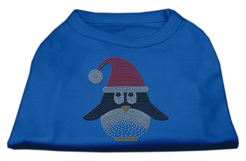 Santa Penguin Rhinestone Dog Shirt - Blue