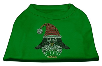 Santa Penguin Rhinestone Dog Shirt - Green