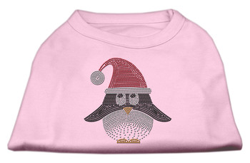 Santa Penguin Rhinestone Dog Shirt - Light Pink