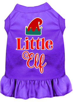 Little Elf Screen Print Dog Dress - Purple