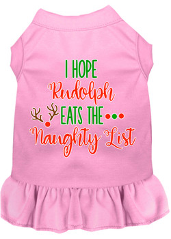Hope Rudolph Eats Naughty List Screen Print Dog Dress - Light Pink