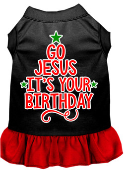 Go Jesus Screen Print Dog Dress - Black With Red