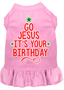 Go Jesus Screen Print Dog Dress - Light Pink