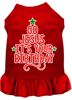 Go Jesus Screen Print Dog Dress - Red