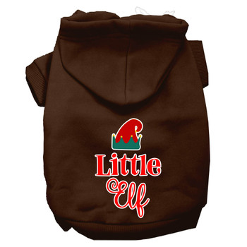 Little Elf Screen Print Dog Hoodie - Brown