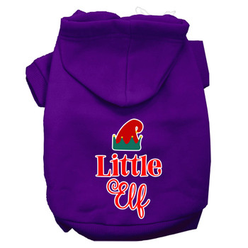 Little Elf Screen Print Dog Hoodie - Purple