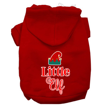 Little Elf Screen Print Dog Hoodie - Red