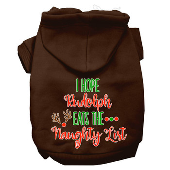 Hope Rudolph Eats Naughty List Screen Print Dog Hoodie - Brown