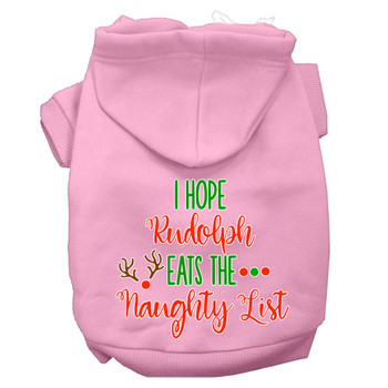Hope Rudolph Eats Naughty List Screen Print Dog Hoodie - Light Pink