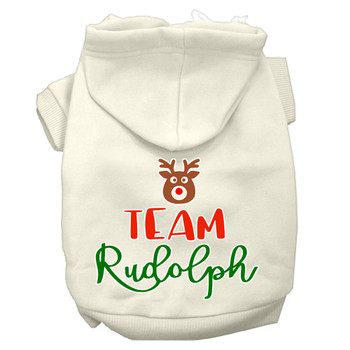 Team Rudolph Screen Print Dog Hoodie - Cream