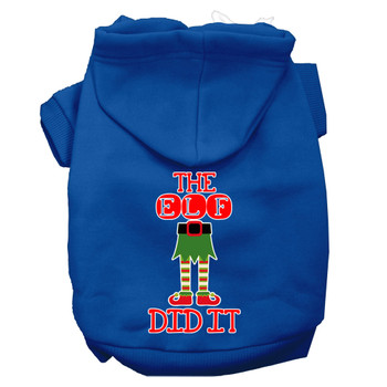 The Elf Did It Screen Print Dog Hoodie - Blue