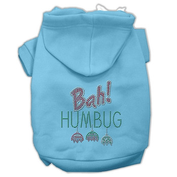 Bah Humbug Rhinestone Pet Dog Hoodie - Baby Blue