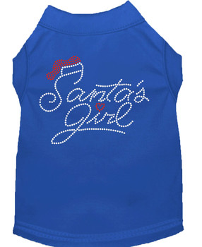 Santa's Girl Rhinestone Dog Shirt - Blue