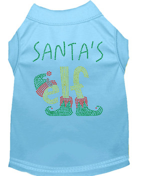 Santa's Elf Rhinestone Dog Shirt - Baby Blue